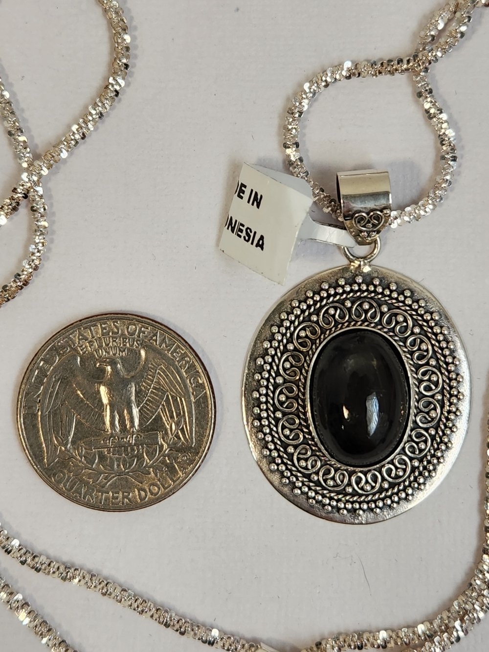 Devious! VID! Natural Black Star Diopside Bali Pendant W/ D Cut 925 Italy 20" - Picture 9 of 14